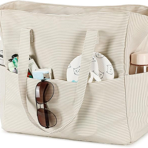 Free Sample Summer Striped Shoulder <b>Straw</b> <b>Bag</b> Large Capacity Casual Hundred Women Seaside Beach Rattan <b>Woven</b> Tote <b>Bag</b> - Product Image 2