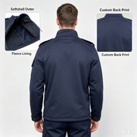 Veste Softshell Tactique de Sécurité Coupe-Vent avec Bandes Réfléchissantes Haute Visibilité et Épaulettes pour Uniforme de Patrouille et de Sécurité Publique