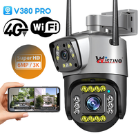 Caméra de sécurité IP réseau Wistino V380 avec suivi de mouvement humain, audio, emplacement pour carte SIM 4G, double objectif, V380 HD 4MP PTZ 4G