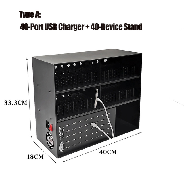 Multi-Device Charger 40 Ports Electric Phone Charging Station USB Mobile Phone Charging Cabinet with Phone Tablet Holder