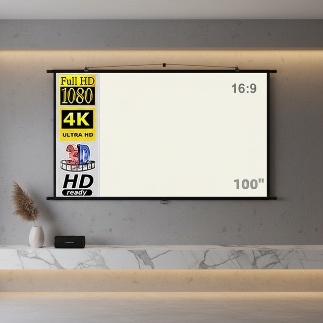 120 Inch 16:9 4K HD ALR Projector Screen Hot Selling Foldable Milk White Soft for Home Theater Matte White