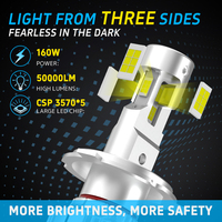 Ampoule de phare LED pour voiture exclusive brevetée P19W H4 H19, 160W 50000LM, émission sur 3 côtés, haute puissance, phare automobile, fabrication sur mesure OEM