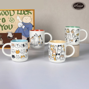 Tasse à <span class=keywords><strong>café</strong></span> en céramique personnalisée SWT, motif animaux mignons (chat et chien), idéale pour les enfants, cadeau d'entreprise promotionnel - Product Image 6