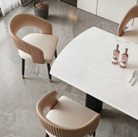 Chaise de salle à manger moderne de luxe en cuir à motif griffe de chat, fauteuil rembourré avec pieds en acier carbone pour cuisine et salle à manger