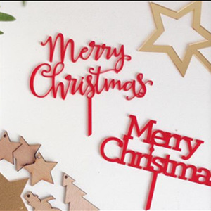 ท็อปเปอร์เค้กอะคริลิค รูปน้ำผึ้งและน้ำตาลหวาน สีแดงทอง 264 265 ของตกแต่งเค้กสำหรับงานปาร์ตี้คริสต์มาส - Product Image 2