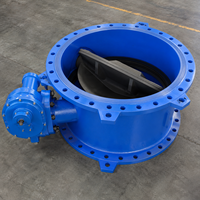 Vanne papillon à double bride en fonte ductile de grand diamètre, avec engrenage à vis sans fin, siège EPDM, PN10 PN16, pour travaux d'agencement d'eau industriels, marque JIAHE