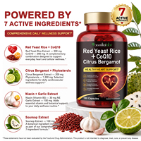 Acentiallabs Vente en gros 180 capsules d'extrait de levure de riz rouge Coenzyme Q10, compléments naturels pour la santé cardiaque et le soutien du cholestérol