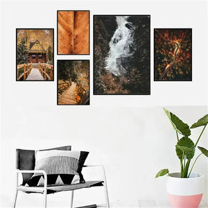 Otoño bosque calabaza Hojas de arce paisaje pared arte lienzo ardilla póster impresión pared carteles decoración pintura - Product Image 5
