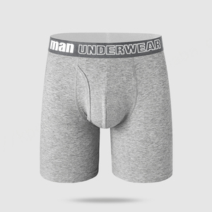 Wholesale Men <b>Boxer</b> Brief Underwear Long Leg Grey Private Label Dual Pouch Manufacturers Cotton Men's Briefs and <b>Boxers</b> - Product Image 3