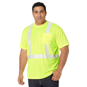 Chemise polo de travail réfléchissante haute visibilité, respirante, unisexe, polyester/coton, verte, manches courtes, contraste de couleurs, unie - Product Image 1
