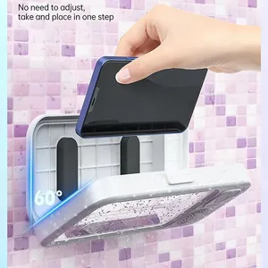 Support de téléphone pour douche avec haut-parleur, étui de téléphone étanche pour salle de bain, haut-parleur Bluetooth mural avec rotation tactile à 360° - Product Image 4
