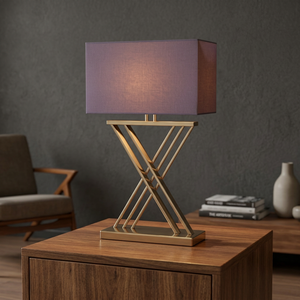 Lampe de table moderne en aluminium avec abat-jour en lin beige, design minimaliste, LED blanc chaud 3500K, écologique, protection oculaire, pour chambre d'hôtel AC - Product Image 2