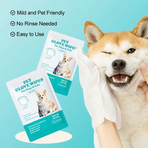 Gants de toilettage jetables personnalisés avec logo, lingettes 1 pièce, épais, blancs, hypoallergéniques, désodorisants, anti-pellicules pour chiens et chats - Product Image 2