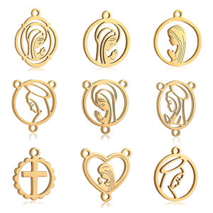 Colgantes Conectora de la Virgen María de 3 Agujeros, Pulidos a Espejo, de Acero Inoxidable, para Collares, Pulseras y Accesorios de Joyería - Product Image 1