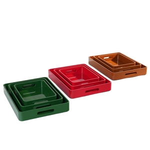 Plateau de service artisanal en laque Minh Giang, plateau en bois fait main pour la décoration de table basse et le service des invités - Product Image 1