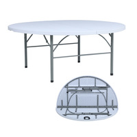 Tables pliantes empilables imperméables en résine plastique blanche de haute qualité HUNTOP, tables de terrasse, tables de salle à manger, tables portables pour hôtel