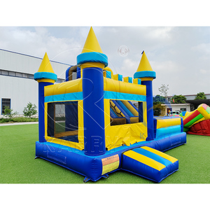 Château Gonflable Classique Bleu et Jaune Combo 6x7m pour Fêtes, Aire de Jeu Gonflable avec Toboggan et Souffleur - Product Image 4