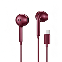 Écouteurs filaires semi-intra-auriculaires légers de couleur bordeaux, de type C, stéréo haute clarté, pour appareils universels de type C