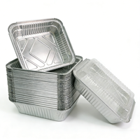 Barquettes rectangulaires en aluminium avec couvercles en papier ou en PET pour plats à emporter, emballage alimentaire chaud et froid pour restaurants