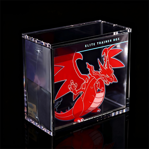 Boîte de rangement carrée en acrylique résistant aux UV avec couvercle magnétique pour accessoires de jeu de cartes à collectionner TCG Perspex, modèle ETB Classic - Product Image 1