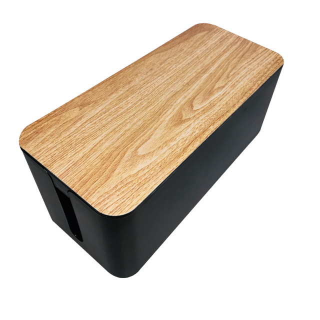 Cable Management Box High Quality Desk Cable Outlet Wire Organized Secured Lid Cable Management Box With Bamboo Lid