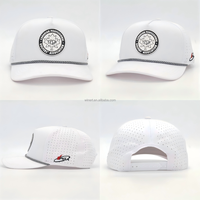 Topi Golf Sport Poliester Anti Air 5 Panel dengan Logo Patch PVC Custom, Gorras Model Dad Berlubang Laser Cut, Topi Baseball Tali, Topi Hydro
