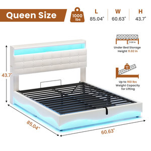 Đèn LED USB Kainice cho khung giường nền nâng thủy lực cỡ Queen bọc da thông minh có ngăn chứa đồ - Product Image 6