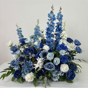 Flores artificiales de alta gama azules y blancas para pasillos, camino de flores para decoración de bodas. - Product Image 1