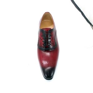 Zapatos Formales de Vestir para Hombre 2021, Diseño Paisley en la Puntera, Color Rojo y Negro - Product Image 2