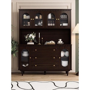 Aparador Retro Americano de Madera Maciza con Puertas de Vidrio y Cajones para Almacenamiento en la Sala de Estar - Product Image 2
