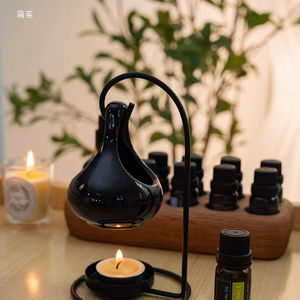 Articles de cadeaux personnels Aroma Huile essentielle Brûleur de bougie en céramique Ménage Bougie Lampe Poêle Creative Noir - Product Image 2