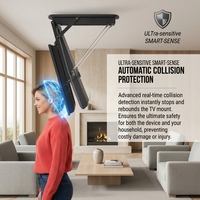 Support TV motorisé escamotable silencieux et peu encombrant avec fonction mémoire, capacité de charge 40 kg pour cinéma maison