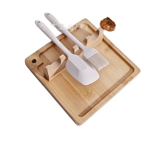 Reposacucharas de Bambú de 6x6 Pulgadas con 4 Ranuras para Almacenamiento de Utensilios de Cocina, Soporte de Madera Ecológico - Product Image 4
