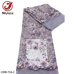 Strass da sposa 3D fiore <span class=keywords><strong>ricamato</strong></span> <span class=keywords><strong>Tulle</strong></span> tessuto di pizzo <span class=keywords><strong>per</strong></span> abito da sposa - Product Image 5