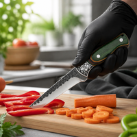 Pisau Chef Premium Gagang Kayu Pakka Vintage Tempa Tahan Lama Ekstra Tajam untuk Ekspedisi Tangan Kanan