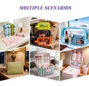 Transparenter Organizer Make-up Toilettentasche Set Logo Luxus Kosmetik Rüschen Reise-Make-up Maßgefertigte Tasche Individuelle Klare PVC-Kosmetiktasche - Product Image 5