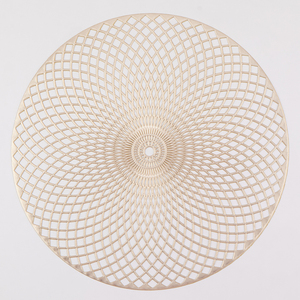 2026 New Round Gold <strong>Red</strong> PVC <strong>Placemats</strong> for Restaurant Decoration - Product Image 3