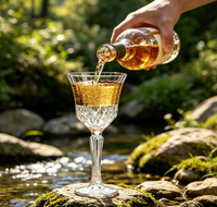 Verres à vin à pied gravés avec bordure dorée vintage, en cristal taillé diamant, vaisselle de luxe pour vin rouge, champagne et dîner