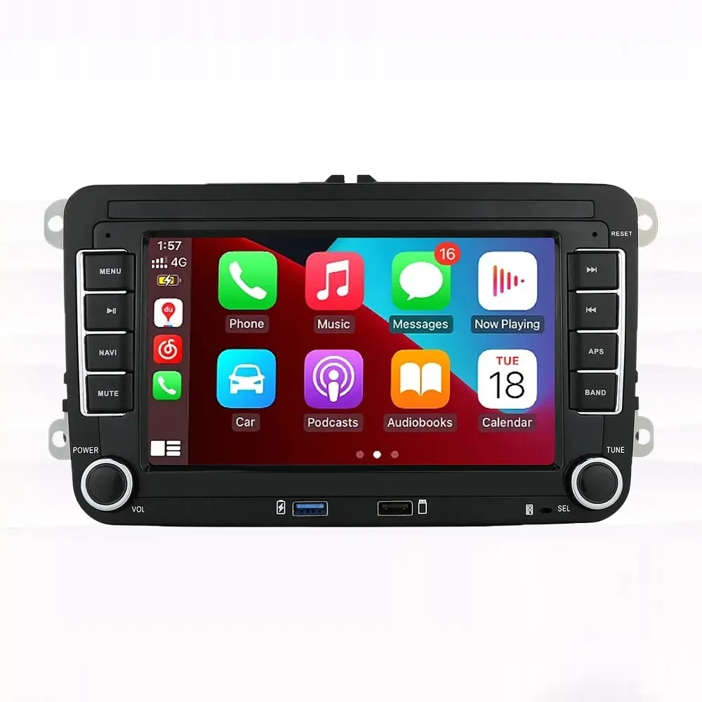 Lecteur de voiture 2 Din 7 "Autoradio GPS Navigation sans fil Autoradio pour VW PASSAT POLO GOLF 5 6 TOURAN TIGUAN SEAT SKODA