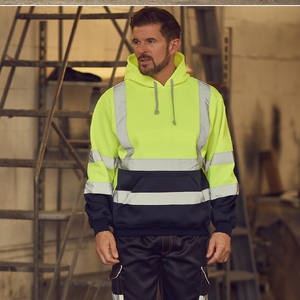 Veste à capuche réfléchissante pour hommes, avec poches, sweat-shirt de sécurité avec fermeture éclair, de couleur <span class=keywords><strong>Orange</strong></span> et noire - Product Image 3