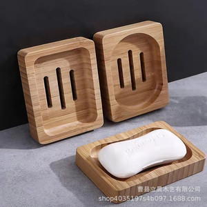ที่วางสบู่ไม้ไผ่ทรงสี่เหลี่ยมผืนผ้า พร้อมที่ระบายน้ำ สำหรับใช้ในห้องน้ำ - Product Image 4