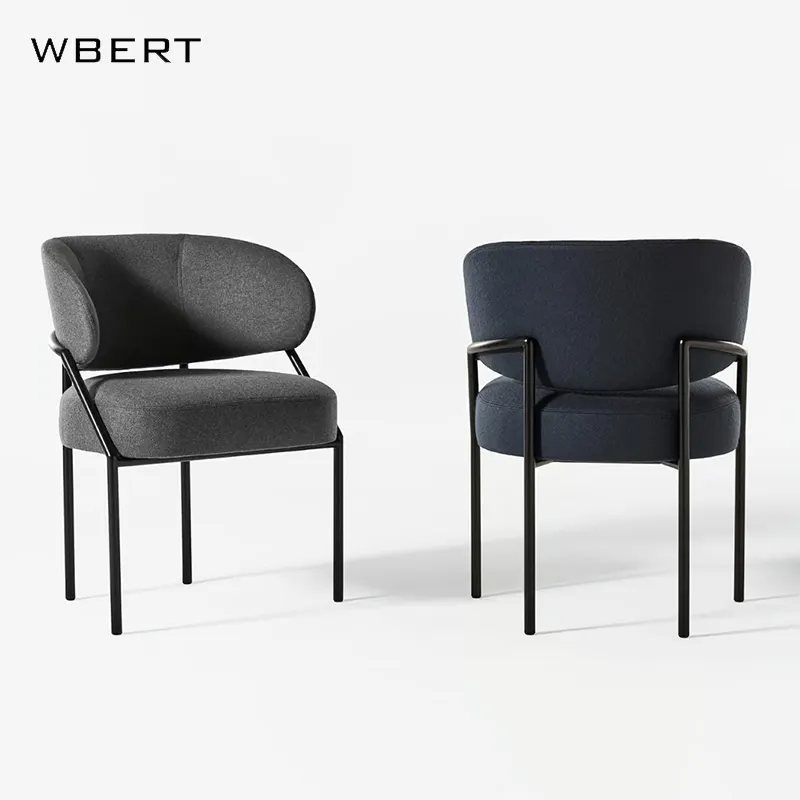 WBERT Modern Italian Designer Luxury High-End Wooden Lightweight Desk Leisure Armchair with Soft Backrest for Home Dining Chair