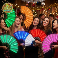 Party-Spielzeug 33cm LED Große Klappbare Bambus-Handfächer mit Bambusrippen und Weißem oder Schwarzem Stoff Party-Neuheiten