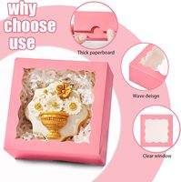 Boîtes à pâtisserie roses avec fenêtre transparente, parfaites pour l'emballage de gâteaux aux fraises, de biscuits et de friandises pour mariage, Saint-Valentin, anniversaire
