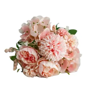 Flores artificiales de peonía, venta al por mayor, barata, de buena calidad para decoración del hogar