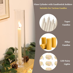 Hurricane <b>Glass</b> <b>Cylinder</b> Candle Holder Windproof Tapered for Wedding and Party - Product Image 2