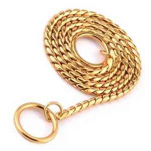Choke Chain Dog Neck Collar Easy to Use Anti Rust Durable 18K Gold Solid Brass Chain Dog