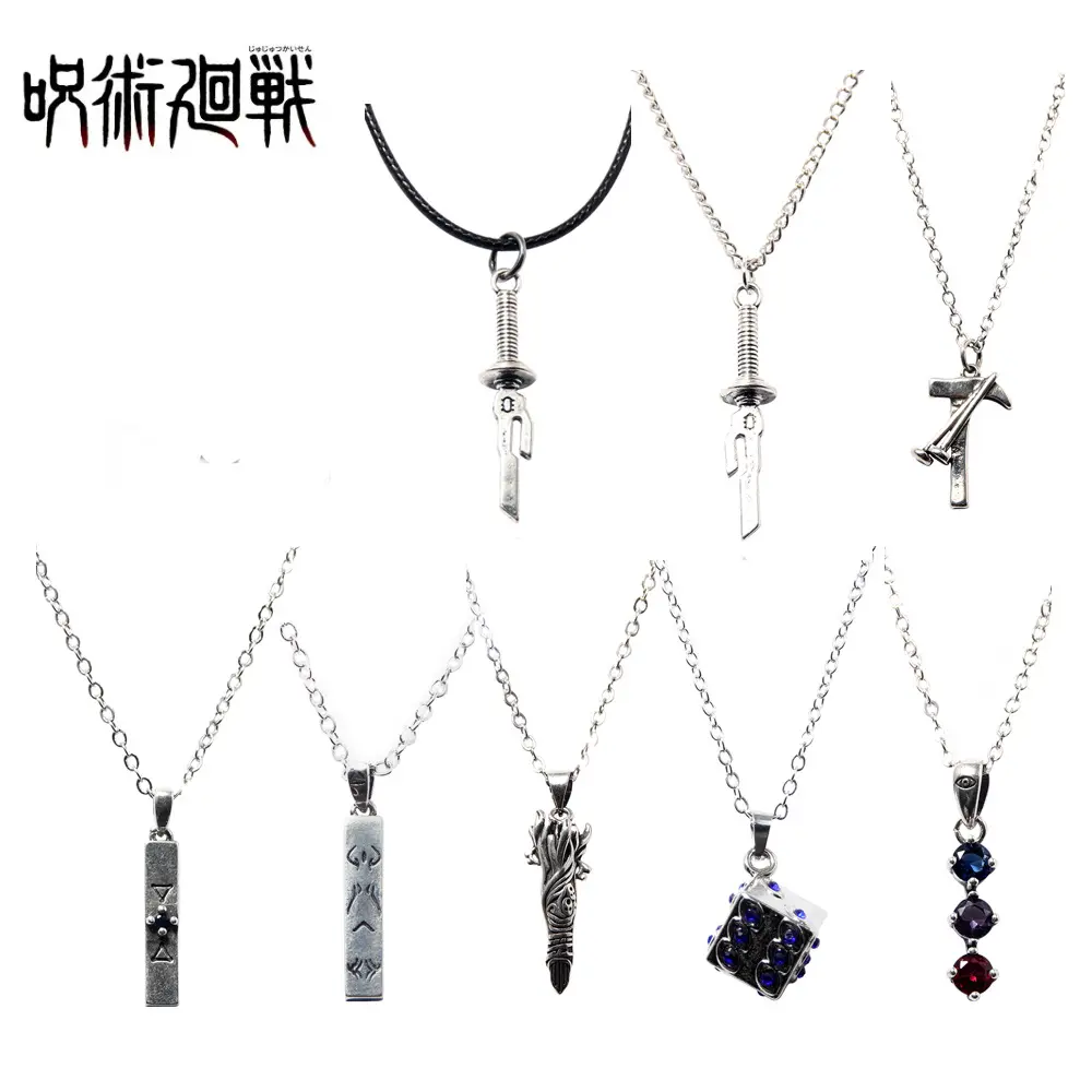 8 diseños Jujutsu Kaisen hombres Hip Hop collar Anime personaje Gojo Satoru Okkotsu Yuta aleación colgante para Collar personalizado