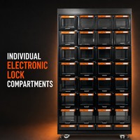 Distributeur automatique intelligent de casiers sécurisés, capacité 32 emplacements, en acier inoxydable, avec surveillance à distance et options de paiement multiples, idéal pour les halls et les gymnases