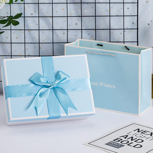 可定制精美礼品袋和盒子蓝色纸板粉色包装，带丝带 - Product Image 5